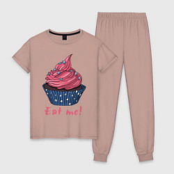 Пижама хлопковая женская Eat me!, цвет: пыльно-розовый
