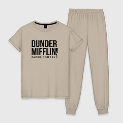Пижама хлопковая женская Dunder Mifflin, цвет: миндальный