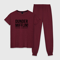 Пижама хлопковая женская Dunder Mifflin, цвет: меланж-бордовый