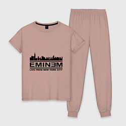Пижама хлопковая женская Eminem: Live from NY, цвет: пыльно-розовый