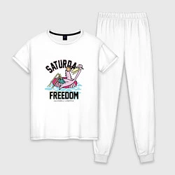 Пижама хлопковая женская Saturday Freedom, цвет: белый