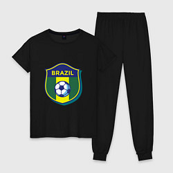 Пижама хлопковая женская Brazil Football, цвет: черный