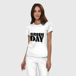Пижама хлопковая женская Greeen Day: spray style, цвет: белый — фото 2
