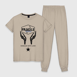 Пижама хлопковая женская Fragile Express, цвет: миндальный