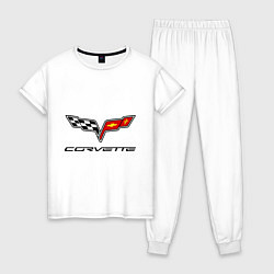 Пижама хлопковая женская Chevrolet corvette, цвет: белый