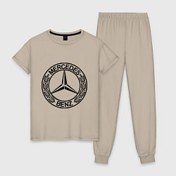 Пижама хлопковая женская Mercedes-Benz, цвет: миндальный