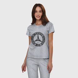 Пижама хлопковая женская Mercedes-Benz цвета меланж — фото 2
