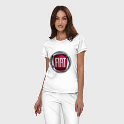 Пижама хлопковая женская FIAT logo, цвет: белый — фото 2