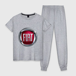 Пижама хлопковая женская FIAT logo, цвет: меланж