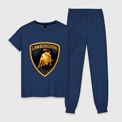 Пижама хлопковая женская Lamborghini logo, цвет: тёмно-синий