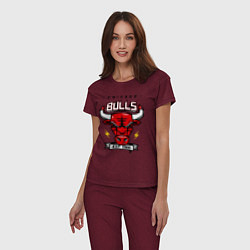 Пижама хлопковая женская Chicago Bulls est. 1966, цвет: меланж-бордовый — фото 2