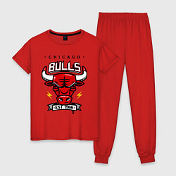 Пижама хлопковая женская Chicago Bulls est. 1966, цвет: красный