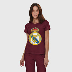 Пижама хлопковая женская Real Madrid FC, цвет: меланж-бордовый — фото 2