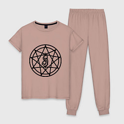 Пижама хлопковая женская Slipknot Pentagram, цвет: пыльно-розовый