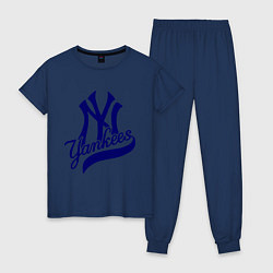Пижама хлопковая женская NY - Yankees, цвет: тёмно-синий