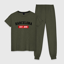 Пижама хлопковая женская FC Barcelona Est. 1899, цвет: меланж-хаки