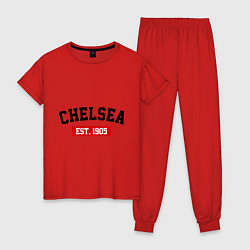 Пижама хлопковая женская FC Chelsea Est. 1905, цвет: красный