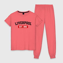 Пижама хлопковая женская FC Liverpool Est. 1892, цвет: коралловый