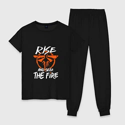 Пижама хлопковая женская Rise & Seek the Fire, цвет: черный