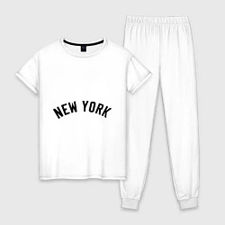 Пижама хлопковая женская New York Logo, цвет: белый
