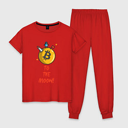 Пижама хлопковая женская To the moon!, цвет: красный