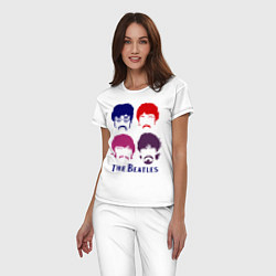 Пижама хлопковая женская The Beatles faces, цвет: белый — фото 2