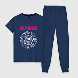 Пижама хлопковая женская Ramones Boyband, цвет: тёмно-синий