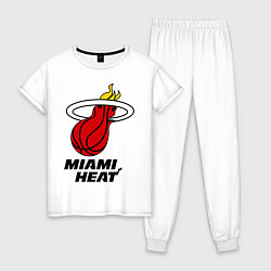Пижама хлопковая женская Miami Heat-logo, цвет: белый