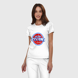 Пижама хлопковая женская Detroit Pistons - logo, цвет: белый — фото 2