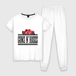Пижама хлопковая женская Guns n Roses: rose, цвет: белый