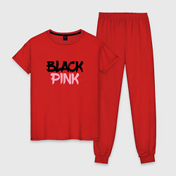 Пижама хлопковая женская Black Pink Graffiti, цвет: красный