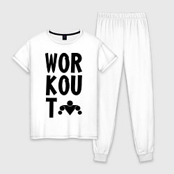 Пижама хлопковая женская WorkOut: Street Style, цвет: белый