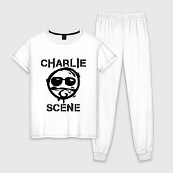 Пижама хлопковая женская HU: Charlie Scene, цвет: белый