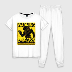 Пижама хлопковая женская Warning: Predator, цвет: белый