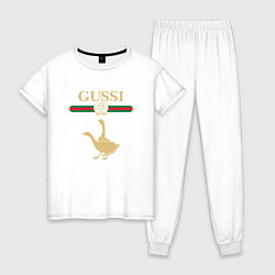 Пижама хлопковая женская GUSSI Fashion, цвет: белый