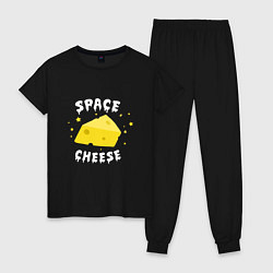 Пижама хлопковая женская Space Cheese, цвет: черный