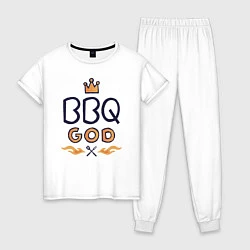 Пижама хлопковая женская BBQ God, цвет: белый