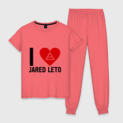 Пижама хлопковая женская I love Jared Leto, цвет: коралловый