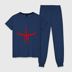 Пижама хлопковая женская Quake logo цвета тёмно-синий — фото 1