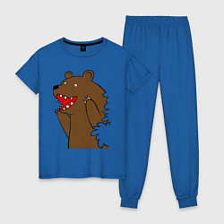 Пижама хлопковая женская Медведь цензурный цвета синий — фото 1