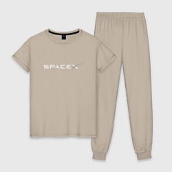 Пижама хлопковая женская SpaceX, цвет: миндальный