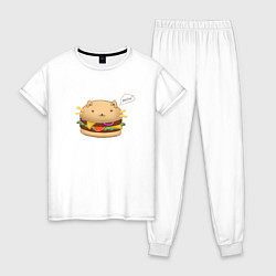 Пижама хлопковая женская Catburger, цвет: белый