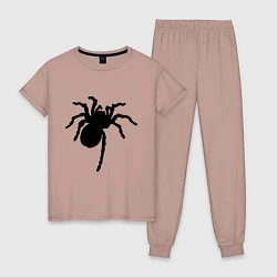 Пижама хлопковая женская Черный паук, цвет: пыльно-розовый