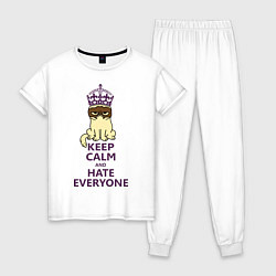 Пижама хлопковая женская Keep Calm & Hate Everyone, цвет: белый