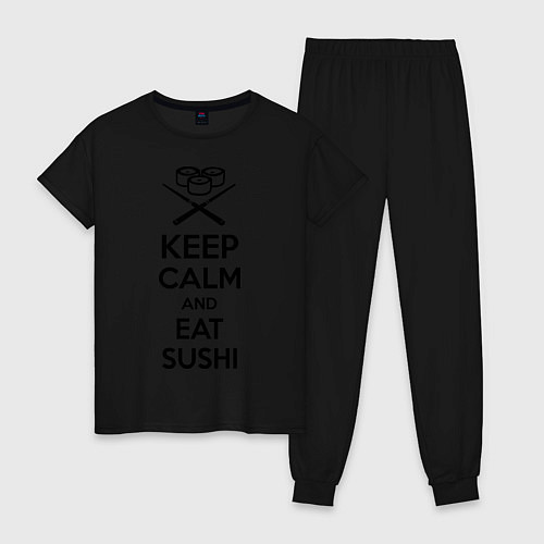 Женская пижама Keep Calm & Eat Sushi / Черный – фото 1