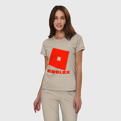Пижама хлопковая женская Roblox Logo, цвет: миндальный — фото 2