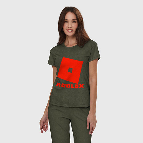 Женская пижама Roblox Logo / Меланж-хаки – фото 3