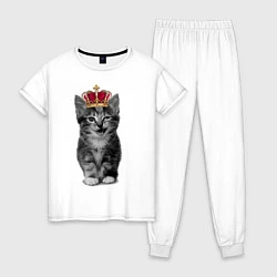 Пижама хлопковая женская Meow kitten, цвет: белый