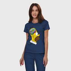Пижама хлопковая женская Мозг Гомера, цвет: тёмно-синий — фото 2