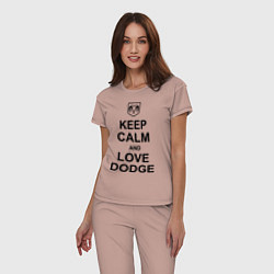 Пижама хлопковая женская Keep Calm & Love Dodge, цвет: пыльно-розовый — фото 2